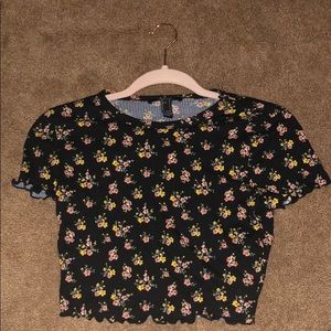 Black Floral Crop Top